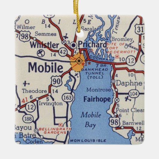 Mobile AL  Map Keramisch Ornament (Voorkant)