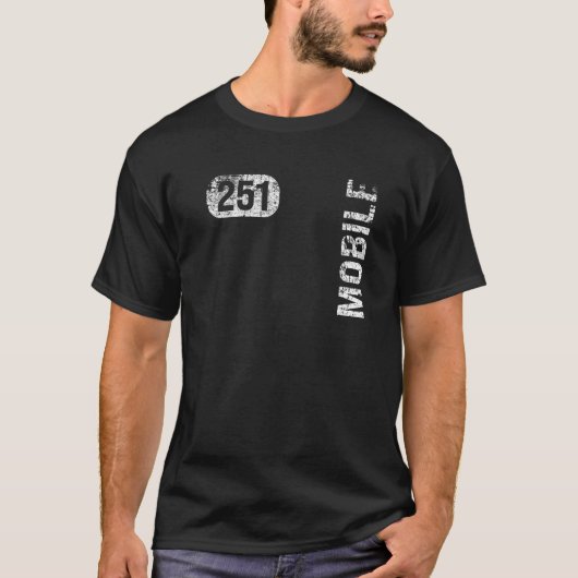 Mobile Alabama 251 Area Code Retro T-shirt (Voorkant)