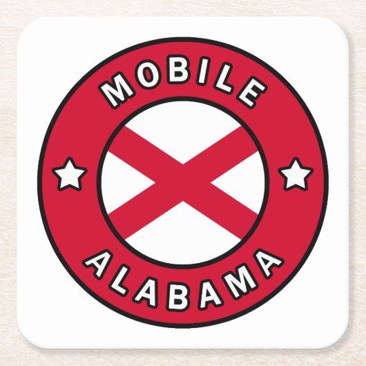 Mobile Alabama Vierkante Kartonnen Onderzetter (Voorkant)