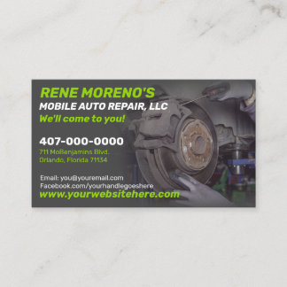 Mobile Automobile Car Repair Mechanic 2 Sided Visitekaartje