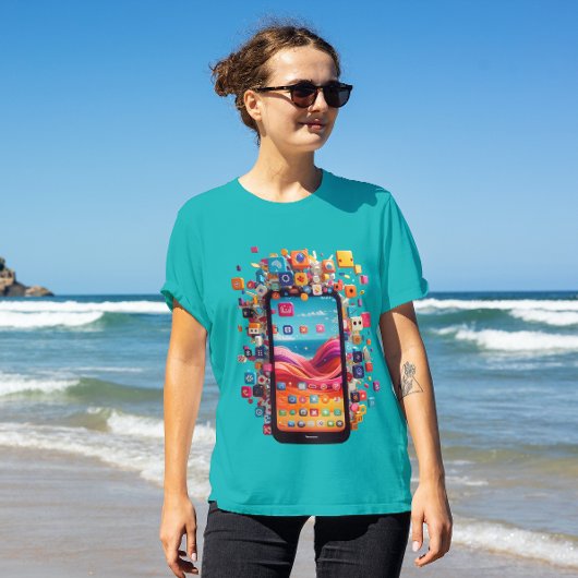 Mobile avec T-shirt réseau social