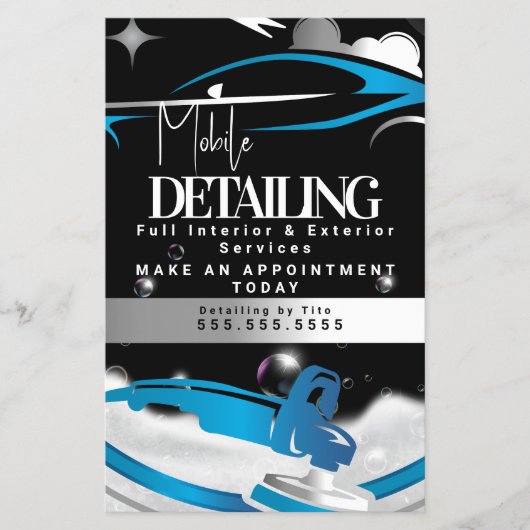Mobile Car Detailing Logo Blue Flyer (Voorkant)