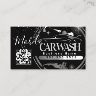 Mobile Car Wash Detail - Business Logo QR Code B Visitekaartje