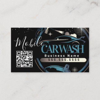 Mobile Car Wash Detail - Business Logo QR Code  Visitekaartje