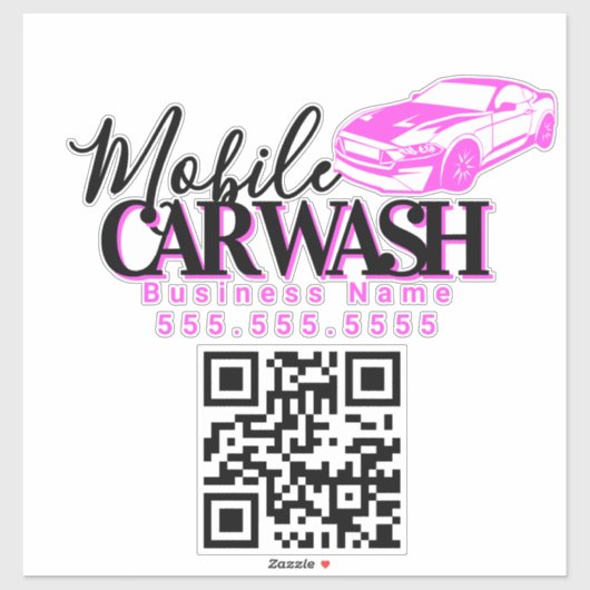 Mobile Car Wash Detail Business QR Code Sticker (Vel)