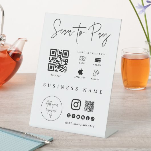 Mobile Checkout Scan QR Code Sign Small Business Reclamebord Met Voetstuk (Insitu)