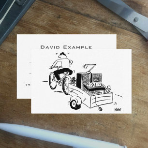Mobile Disco met Fun-Cartoon van DJ op een bike Visitekaartje
