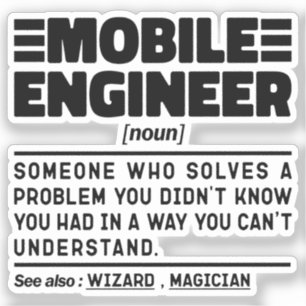 Mobile Engineer Noun Probleemoplossing Specialist Sticker