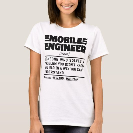 Mobile Engineer Noun Probleemoplossing Specialist T-shirt (Voorkant)