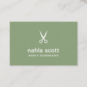 Mobile Hairdresser Sage Green Scissors UK/Euro Visitekaartje