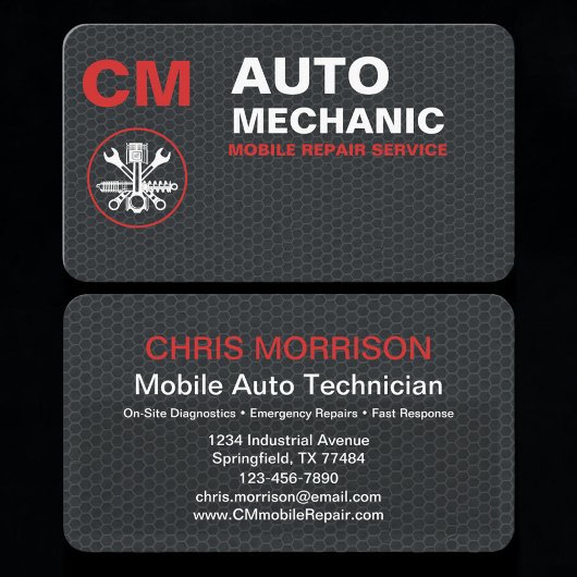 Mobile Mechanic Auto Repair Services Visitekaartje