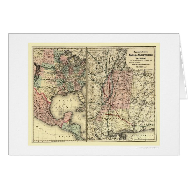 Mobile & Northwestern Railroad Map 1871 (Voorkant Horizontaal)