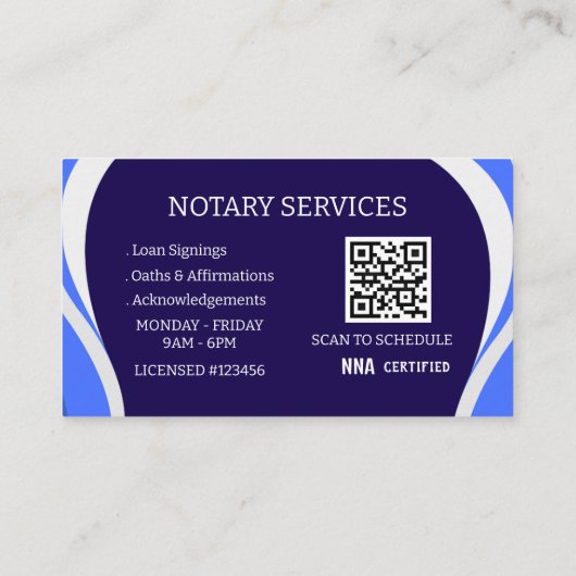 Mobile Notary Business Cards-Modern Legal QR Code Visitekaartje (Achterkant)
