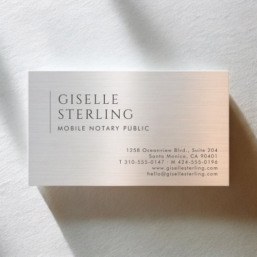 Mobile Notary Public Brushed Metal Visitekaartje