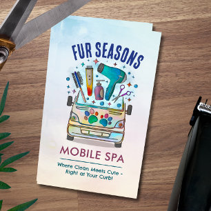 Mobile Pet Grooming Services - Waterverf kunst Visitekaartje
