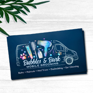 Mobile Pet Grooming Services - Waterverf kunst Visitekaartje