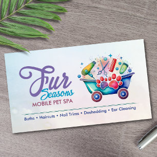 Mobile Pet Grooming Services - Waterverf kunst Visitekaartje