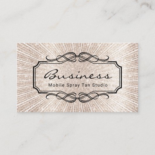 Mobile Spray Tan Studio Ivory Gold Glitter Tanning Visitekaartje (Voorkant)