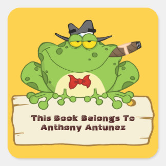 Mobster Frog Bookplate Vierkante Sticker