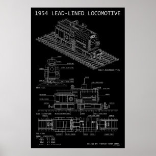 MOC Model van lood beklede locomotief blauwdruk Poster