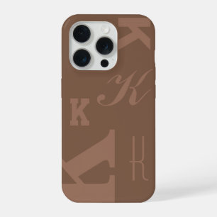 Mocha Aangepaste Initiaal, Kies Uw Letter Monogram iPhone 15 Pro Hoesje