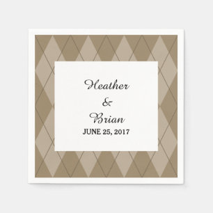 Mocha Argyle Paper Napkins Servetten