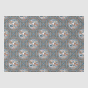 Mocha & Blauwgroen Abstract Accent Mandala Diamond Tissuepapier