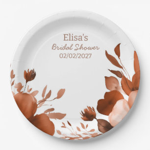 Mocha Blooms Waterverf Custom Vrijgezellenfeest Papieren Bordje