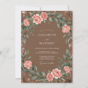 Mocha Blush Watercolor Bruiloft Kaart