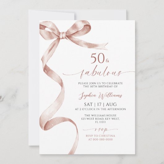 Mocha Bow 50 & Fabuleuse Invitation Anniversaire (Devant)