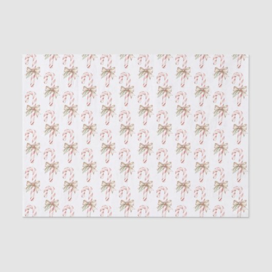 Mocha Bow Pink Candy Cane Christmas Tissuepapier (Voorkant)