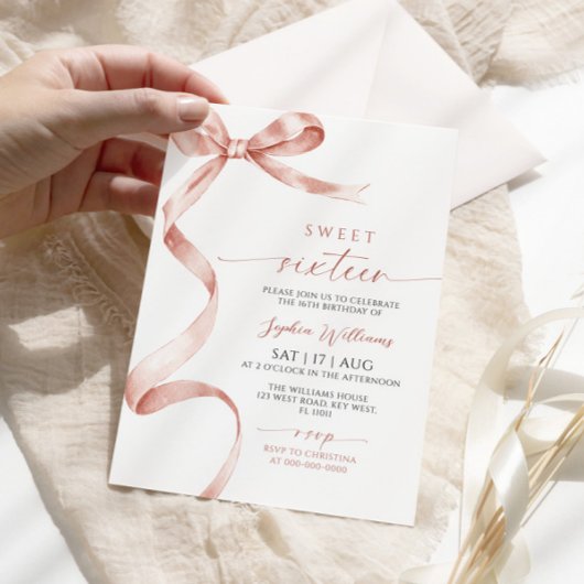 Mocha Bow Sweet 16 Anniversaire Invitation