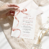 Mocha Bow Sweet Little Girl Baby shower Invitation