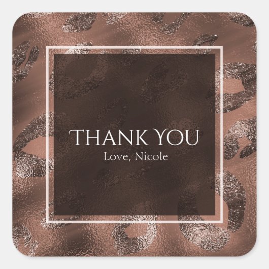Mocha Bronze Leopard Print Party Vierkante Sticker (Voorkant)