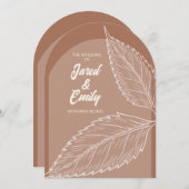 Mocha Brown Arch Style Feuille Faire-part de maria (Devant / Derrière)