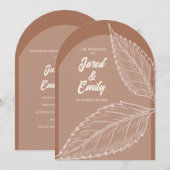 Mocha Brown Arch Style verlaat huwelijksuitnodigin Kaart (Voorkant / Achterkant)