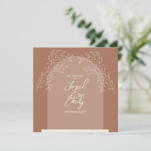 Mocha Brown Arch Wedding Invitation QR-code Kaart
