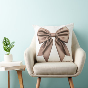Mocha Brown Coquette Bow Kussen