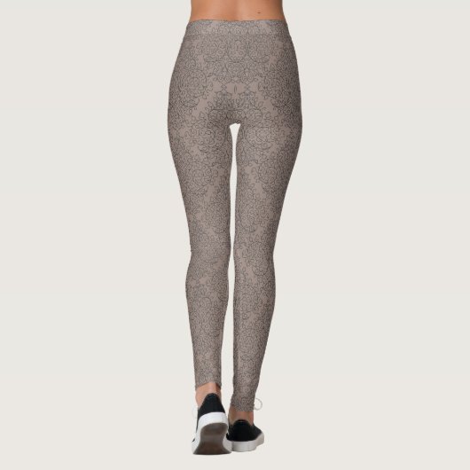 Mocha Brown Designer Leggings voor vrouwen (Achterkant)