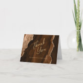 Mocha Brown Gold Agate Script Wedding Thank You Kaart (Voorkant)