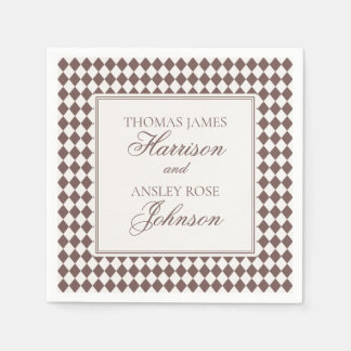 Mocha Brown Harlequin Checkered Wedding Servet