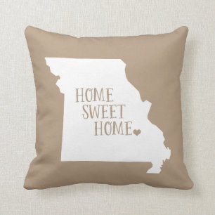 Mocha Brown Missouri Home Sweet Home Staat Kussen