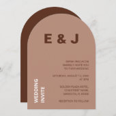 Mocha Brown Modern Wedding Invitation Kaart (Voorkant / Achterkant)