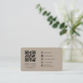 Mocha Brown Professioneel Bedrijf Logo QR Code Visitekaartje (Staand voorkant)