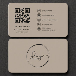 Mocha Brown Professioneel Bedrijf Logo QR Code Visitekaartje