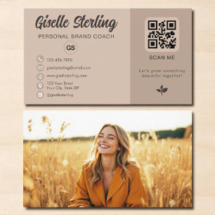 Mocha Brown QR Code Foto Monogram Sociale Media Visitekaartje