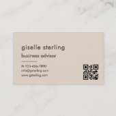 Mocha Brown QR-code minimalistisch monogram Visitekaartje (Achterkant)