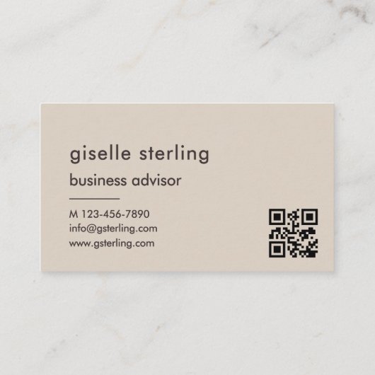 Mocha Brown QR-code minimalistisch monogram Visitekaartje (Achterkant)