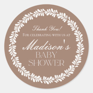 Mocha Brown Talavera Spaans Fiesta Baby shower Ronde Sticker