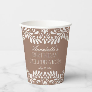 Mocha Brown Talavera Spaans Fiesta Verjaardagsfees Papieren Bekers